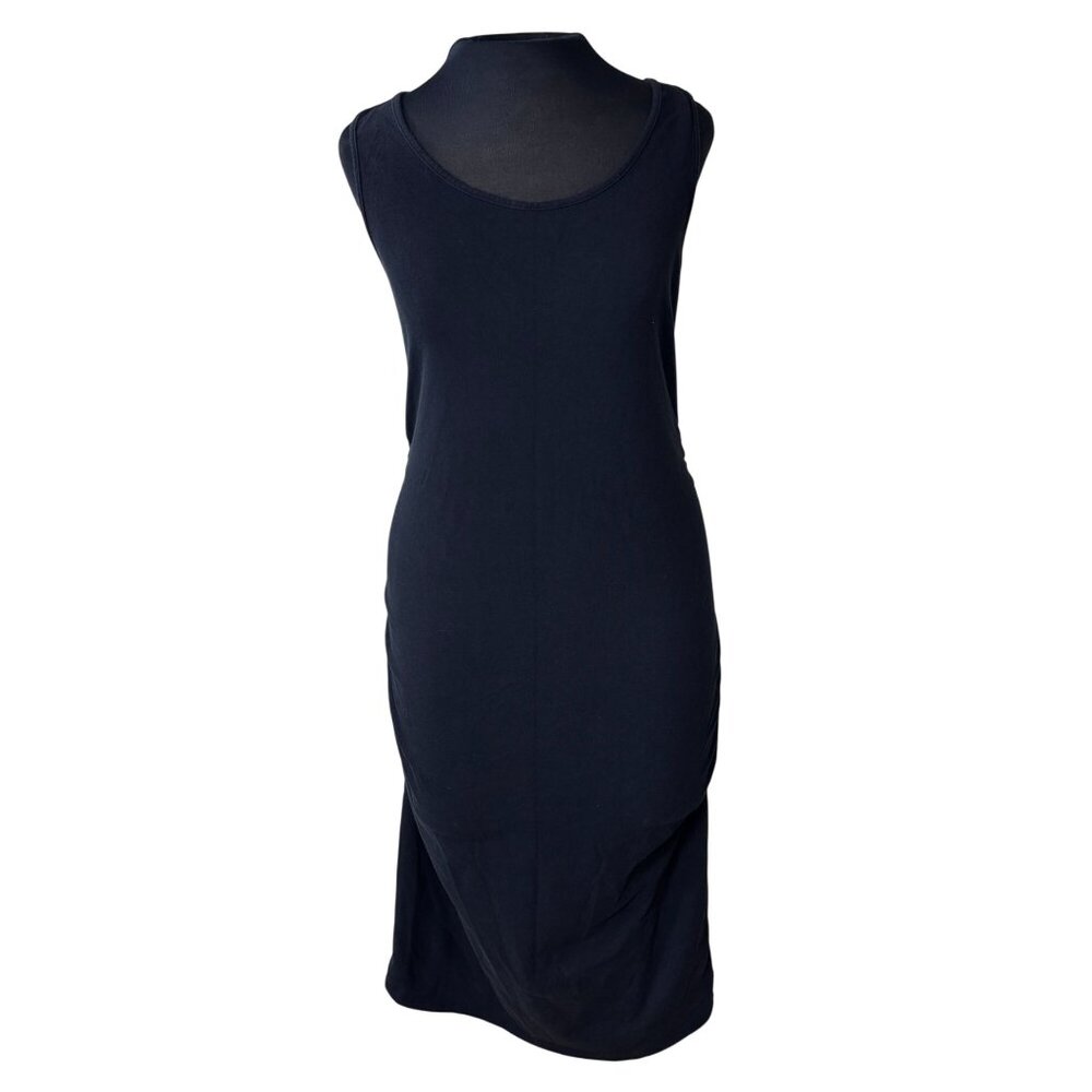 Isabel Maternity Black Sleeveless Ruched Side Midi Dress Medium